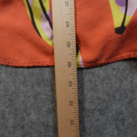 Farm Rio Dress Womens Large Orange Banana Wrap Mini V-Neck Tropical Sleeveless - Picture 8 of 9